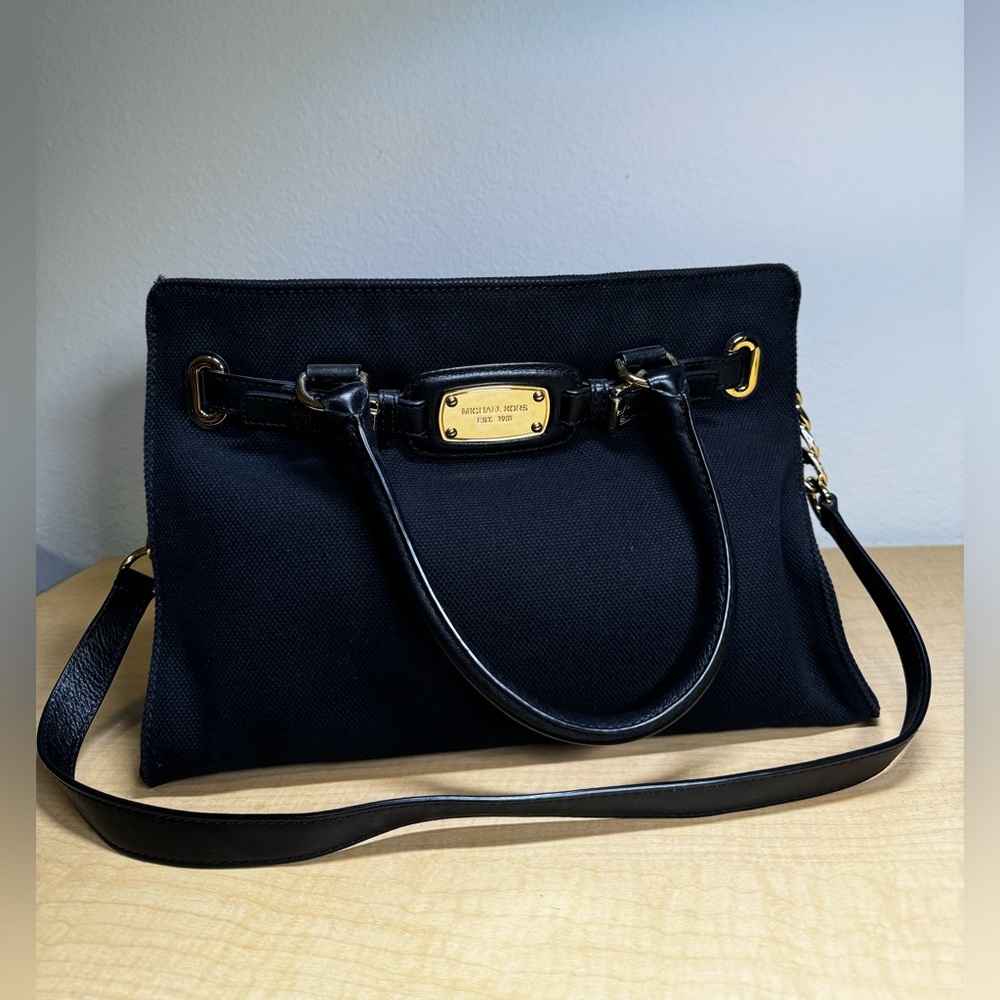 Michael Kors Black Canvas Hamilton Large EW Tote Bag